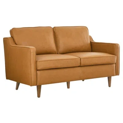 Modway Impart Genuine Leather Loveseat In Tan Genuine Leather