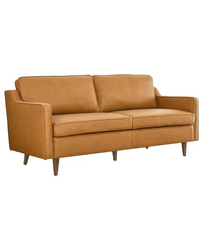 Modway Impart Genuine Leather Sofa In Brown