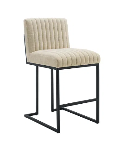 Modway Indulge Channel Tufted Fabric Counter Stool In Neutral