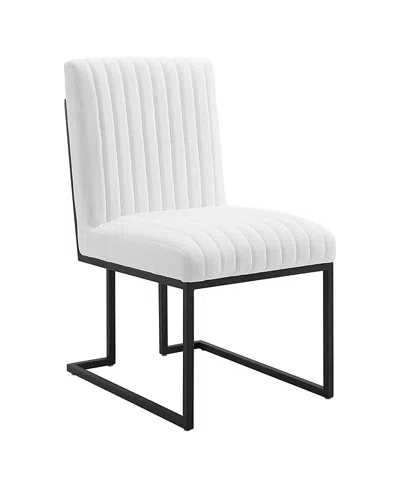 Modway Indulge Channel Tufted Fabric Dining Chair In White