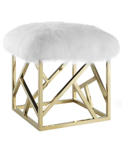 Modway Intersperse Sheepskin Ottoman In Gold