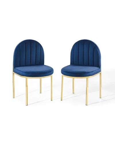 Modway Isla Performance Velvet Dining Side Chair, Set Of 2 In Blue