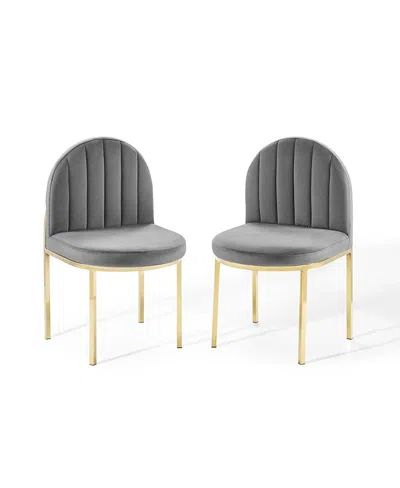 Modway Isla Performance Velvet Dining Side Chair, Set Of 2 In Gray