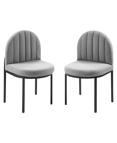 Modway Isla Upholstered Fabric Dining Side Chair, Set Of 2 In Gray