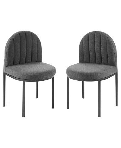 Modway Isla Upholstered Fabric Dining Side Chair, Set Of 2 In Gray