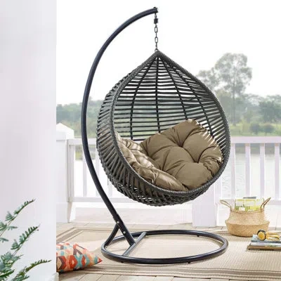 Modway Iwal Teardrop Outdoor Patio Swing Chair By Havenside Home By  In Mocha