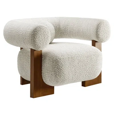 Modway Jace Boucle Accent Chair In Pearl In White