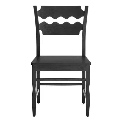 Modway Jax Oak Wood Dining Chair With Wavy Razor Back In Black In Black,black
