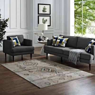 Modway Jenica Distressed Moroccan Tribal Abstract Diamond Area Rug In Brown;beige
