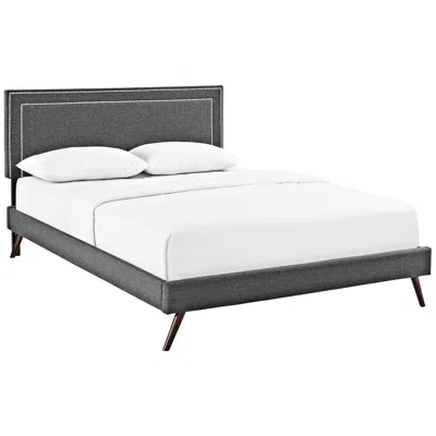 Modway Jessamine Gray Fabric King Platform Bed With Splayed Legs