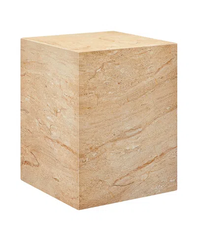 Modway Jordana Square Plinth Indoor - Outdoor Patio Concrete Side Table In Brown