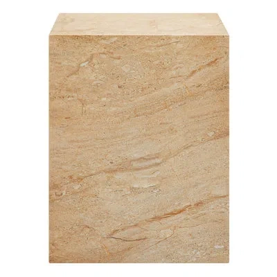 Modway Jordana Square Plinth Indoor - Outdoor Patio Concrete Side Table In Travertine
