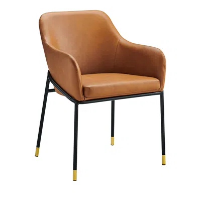 Modway Jovi Faux Leather Dining Chair In Brown