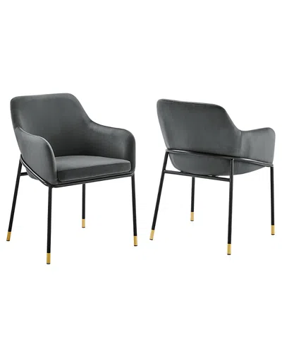 Modway Jovi Performance Velvet Dining Armchair, Set Of 2 In Black