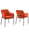 Modway Jovi Performance Velvet Dining Armchair, Set Of 2 In Orange
