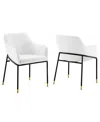 Modway Jovi Performance Velvet Dining Armchair, Set Of 2 In White