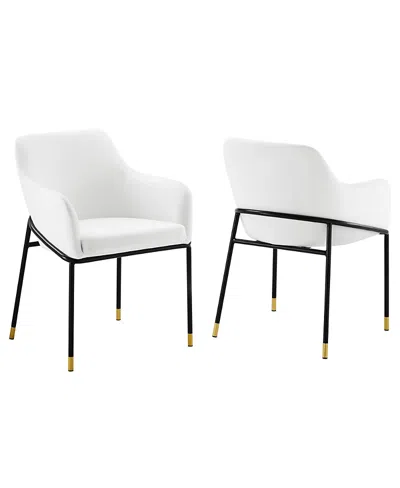 Modway Jovi Performance Velvet Dining Armchair, Set Of 2 In White