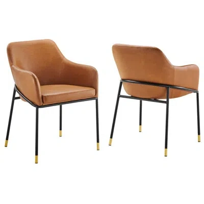 Modway Jovi Performance Velvet Dining Armchair In Tan