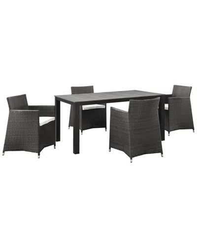 Modway Junction 5pc Outdoor Patio Wicker Rattan Dining Set In Black