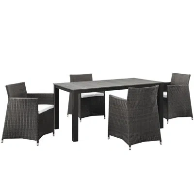 Modway Junction 7-piece Outdoor Patio Dining Set With Cushion In Brown,white