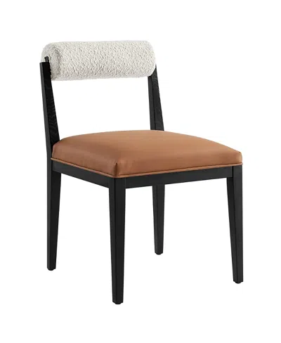 Modway Kai Boucle And Faux Leather Dining Chair In Brown