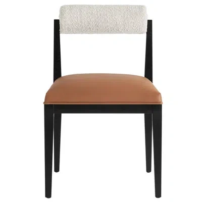 Modway Kai Boucle And Vegan Leather Dining Chair In Pearl Tan Black