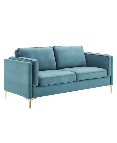 Modway Kaiya Performance Velvet Sofa In Blue
