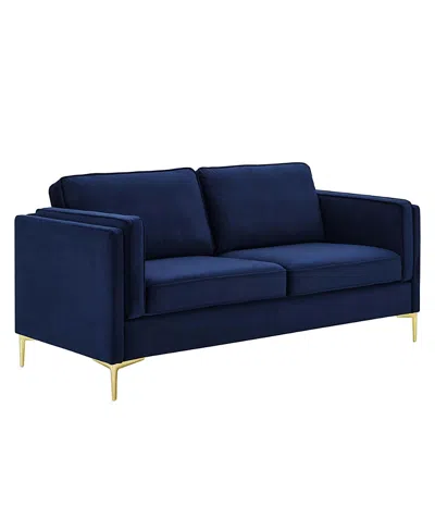 Modway Kaiya Performance Velvet Sofa In Blue