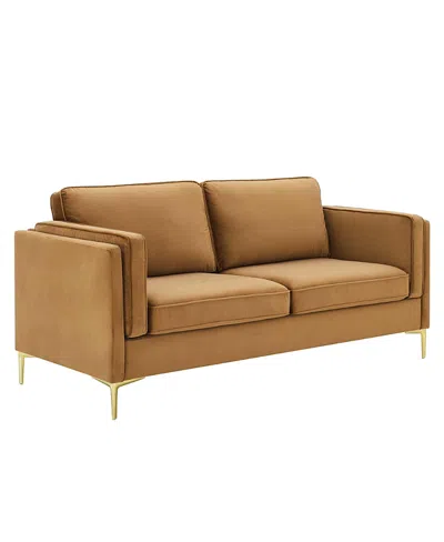 Modway Kaiya Performance Velvet Sofa In Brown
