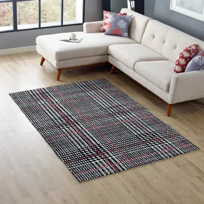 Modway Kaja Criss-cross Modern Area Rug By  In Black;red;pink;ivory;gray;cadet Blue