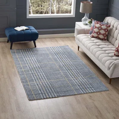 Modway Kaja Criss-cross Modern Area Rug In Ivory Cadet Blue And Citron