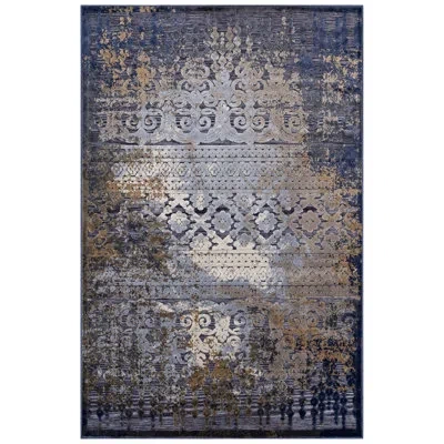 Modway Kalene Distressed Vintage Turkish Area Rug In Blue;cream;rust