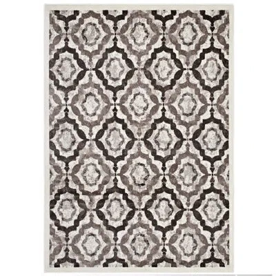 Modway Kalinda Rustic Vintage Moroccan Trellis Area Rug In Beige, Moroccan Blue And Ivory In Brown;beige;ivory
