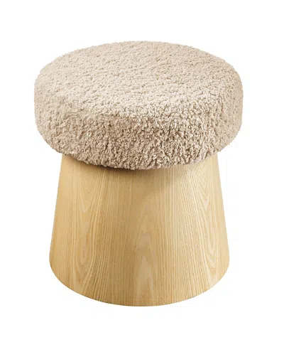 Modway Ketra Round Faux Shearling Ottoman Footstool In Gold