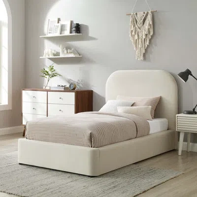 Modway Keynote Upholstered Fabric Curved Platform Bed In Alabaster
