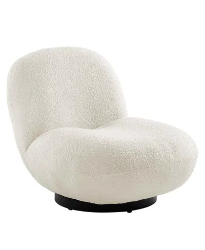Modway Kindred Boucle Upholstered Upholstered Fabric Swivel Chair In White