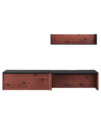 Modway Kinetic 38 Wall-mount Office Desk With Cabinet And Shelf In Brown