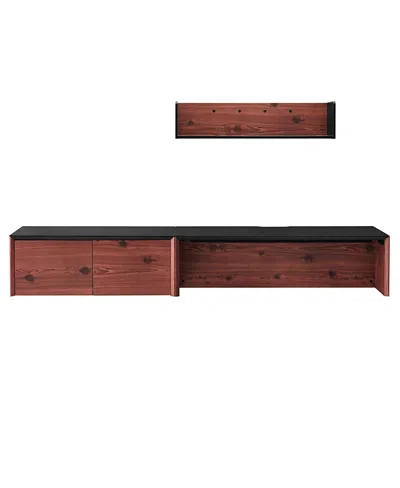 Modway Kinetic 49 Wall-mount Office Desk With Cabinet And Shelf In Brown