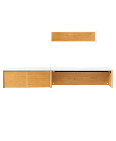 Modway Kinetic 49 Wall-mount Office Desk With Cabinet And Shelf In Brown