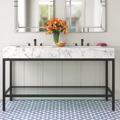 Modway Kingsley 60" Stainless Steel Bathroom Vanity In Black