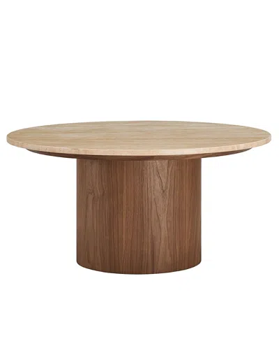 Modway Kioni Round Travertine Coffee Table In Brown