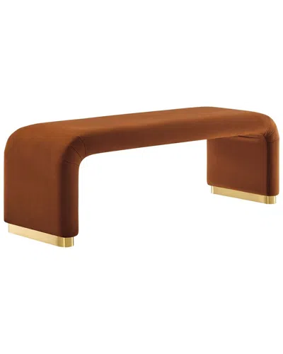 Modway Koda Performance Velvet Waterfall Long Bench In Gold