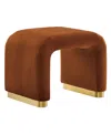 Modway Koda Performance Velvet Waterfall Stool In Brown