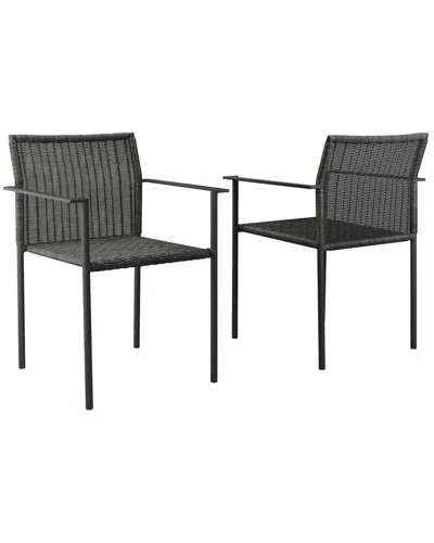 Modway Lagoon Set Of 2 Outdoor Patio Dining Armchairs In Black