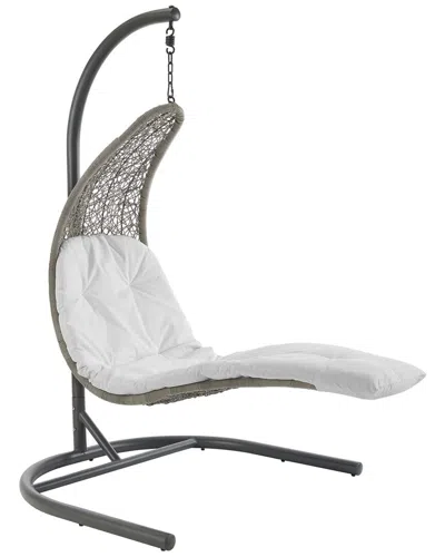 Modway Landscape Hanging Chaise Lounge Outdoor Patio Swing Chair In White