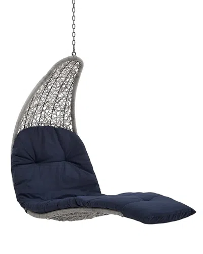Modway Landscape Hanging Chaise Lounge Outdoor Patio Swing Chair In Gray