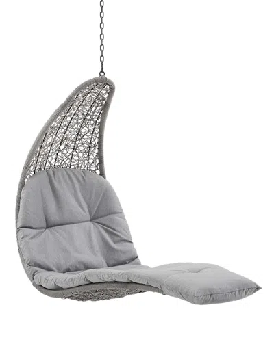 Modway Landscape Hanging Chaise Lounge Outdoor Patio Swing Chair In Gray