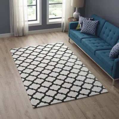 Modway Lida Moroccan Trellis Area Rug In Ivory,charcoal