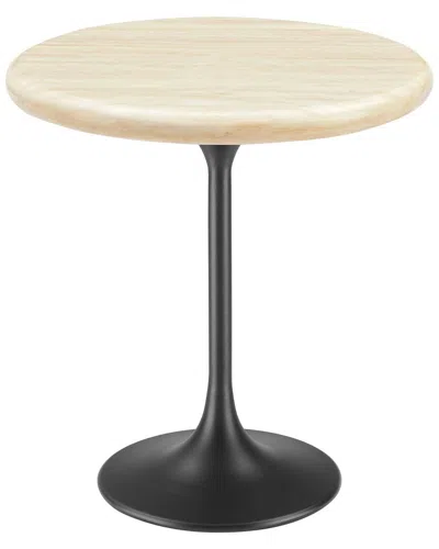 Modway Lippa 20in Round Artificial Travertine Side In Black