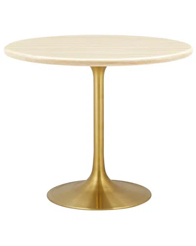 Modway Lippa 36 Round Artificial Travertine Dining Table In Gold